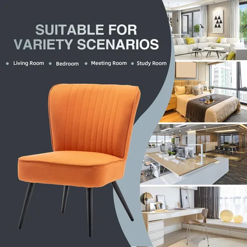 Miniatura 8 de Alunaune Juego de 2 sillas decorativas naranjas tapizadas para sala de estar, modernos juegos de muebles de dormitorio, pantuflas sin brazos, silla