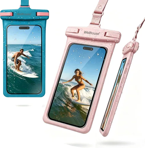 Miniatura 28 de wellhouse Bolsa impermeable para teléfono, funda impermeable para teléfono para iPhone 16, 15, 14, 13, 12 Pro Max, XS, Samsung, IPX8 Bolsa seca