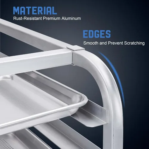 Miniatura 5 de Profeeshaw Estante para panadería de 10 niveles con ruedas, carro de almacenamiento de estante de aluminio para medias hojas o hojas completas