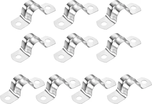 Miniatura 21 de uxcell 6 correas rígidas de tubo, 4.331 in (4.33 pulgadas) 201 de acero inoxidable 201 con 2 agujeros en forma de U, abrazaderas de tubo para fijar