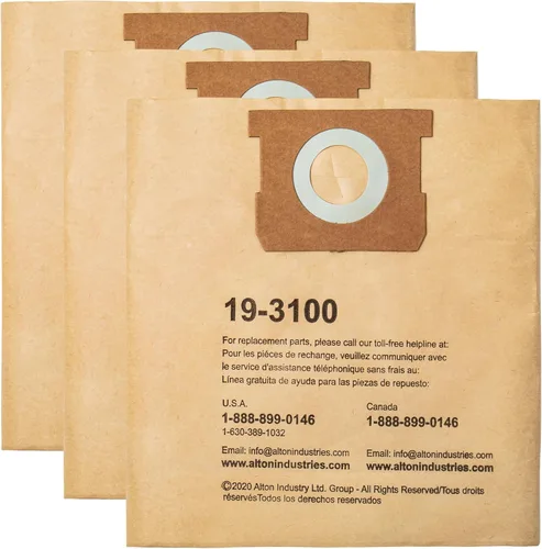 Paquete de 3 bolsas de filtro STANLEY 19-3100, para aspiradora húmeda/seca de 5-8 galones, compatible con STANLEY SL18115 SL18115P SL18116 SL18116P