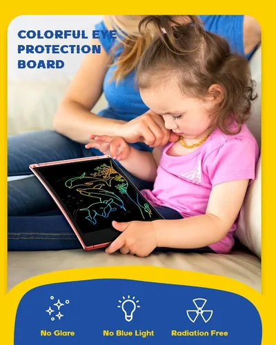 Miniatura 2 de bravokids Paquete de 24 tabletas de escritura LCD con lápiz capacitivo, tablero de dibujo colorido de 8.5 pulgadas para niños, juegos de viaje