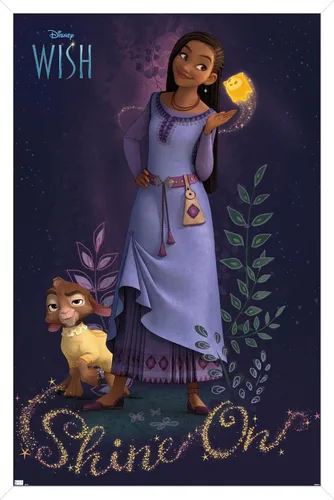 Miniatura 13 de Trends International Disney Wish - Póster de pared Asha, 14.72 x 22.37 pulgadas, versión con marco dorado