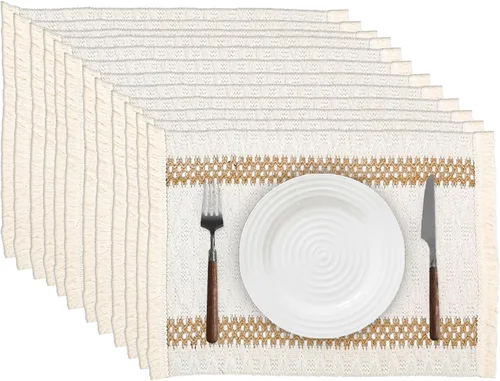 Miniatura 26 de Niviy Caminos de Mesa Bohemios de 120 Pulgadas de Largo Camino de Mesa de Macramé de Granja de Algodón y Lino Tejido Caminos de Mesa para Mesa