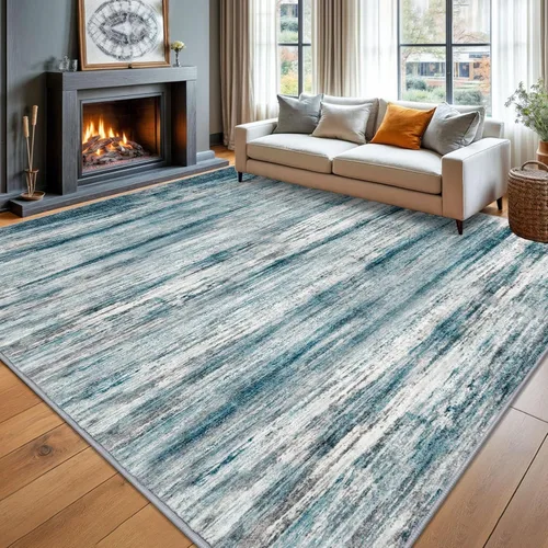 Miniatura 55 de KOZYFLY – Alfombra de pasillo moderna y lavable de diseño abstracto verde, 2 x 5 pies, antideslizante, suave y de pelo corto, ideal para cocina