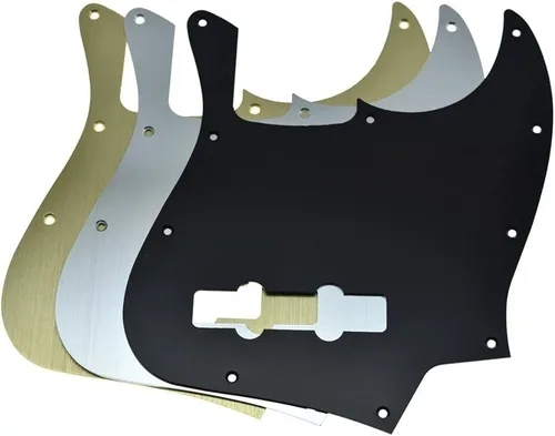 Miniatura 6 de KAISH 10 agujeros metal anodizado aluminio J Bass estilo Pick Guard estilo moderno Bass Golpeador para bajo USA/México Jazz J Bass Gold Dorado-1