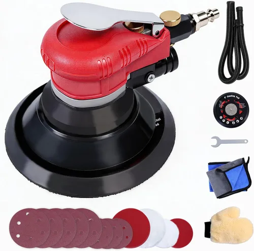 Miniatura 9 de Autolock Lijadora orbital aleatoria de aire de 5 pulgadas, lijadora neumática para coche de palma para pulidora de madera, trabajo de carrocería