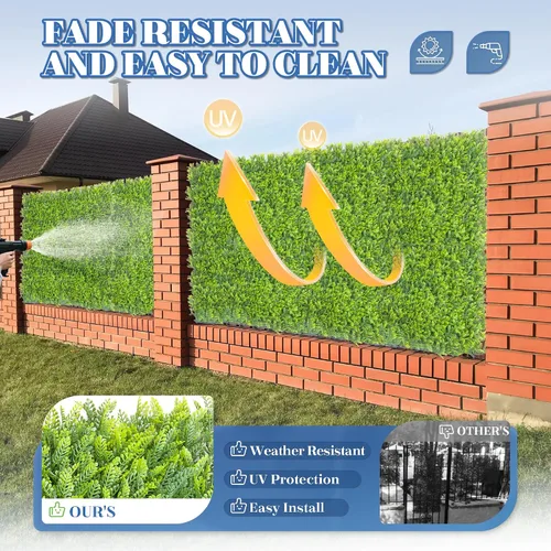 Miniatura 3 de ECOOPTS Valla de hiedra artificial de 20 x 20 pulgadas, panel de vegetación de boj beige para decoración de hiedra para el hogar, patio