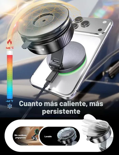 Miniatura 6 de Cargador de coche Magsafe para montaje en automóvil, cargador inalámbrico de 15 W de carga más rápida [105 libras de succión y 3800 gf magnético]