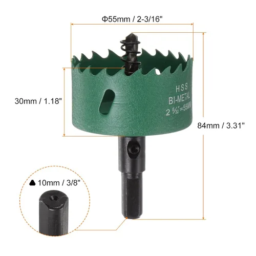 Miniatura 2 de HARFINGTON Sierra de agujero bimetálica de 2.165 in (2-3/16 ") M42 HSS (acero de alta velocidad) Sierra de agujero cortador de broca para madera