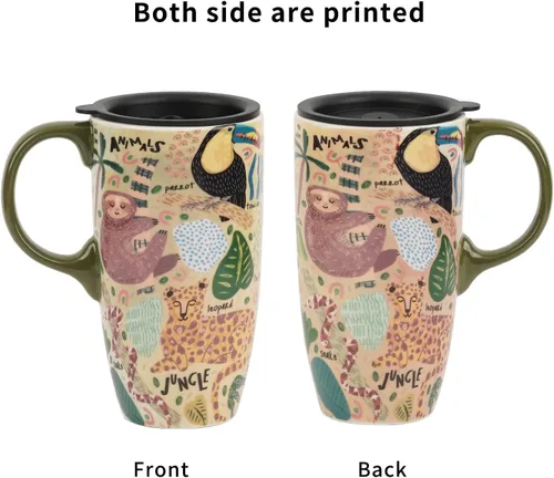Miniatura 9 de Topadorn Taza de cerámica alta de 17 onzas – Taza de café con diseño de perezoso, apta para microondas y lavavajillas, taza de café única para café