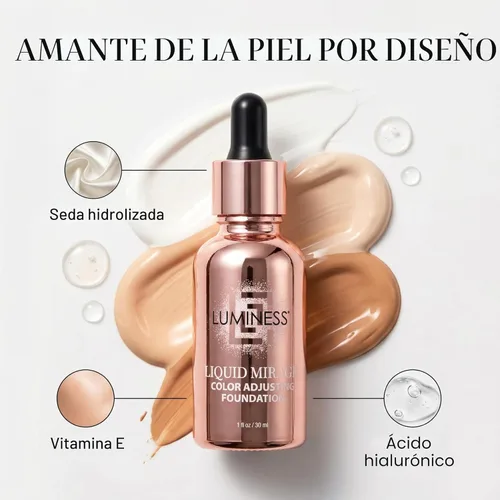 Miniatura 7 de LUMINESS Liquid Mirage - Kit de base de maquillaje con ajuste de color SPF 50, base que cambia de color, base SPF 50 y brocha de maquillaje, 3