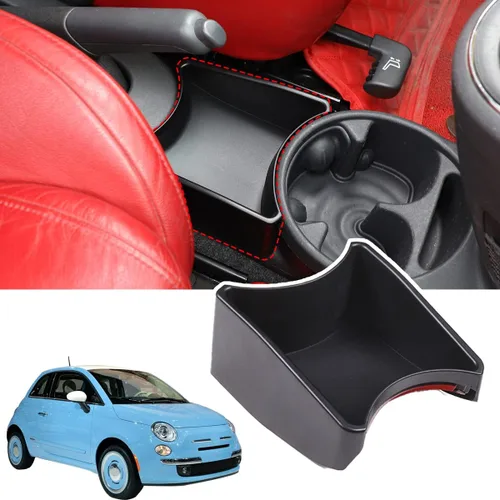 HAPPYHORSE Caja de Almacenamiento para Consola de Coche Bandeja Organizadora Compatible con Fiat 500 2007-2015 Portavasos de Control Central Caja de