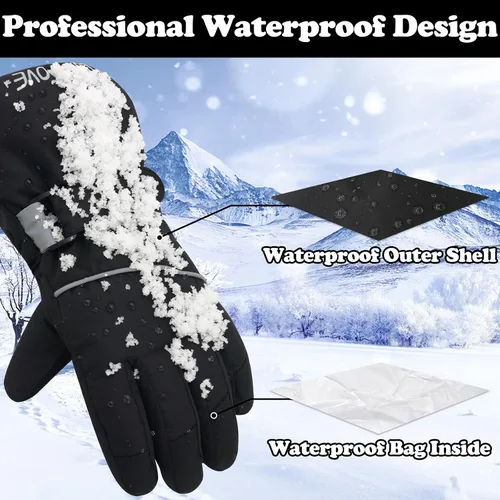 Miniatura 2 de Sarfel Guantes de nieve para niños, guantes impermeables para niños, guantes de esquí para niñas, guantes de invierno para niños, guantes