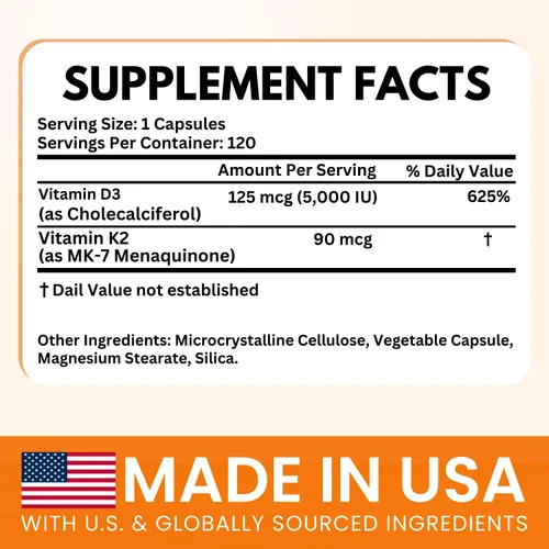 Miniatura 2 de VITBOOST Complejo de vitamina D3 K2 – Fácil de tragar – Vitamina D (D3) 5000 UI (125 mcg) y K2 (MK-7) 90 mcg Sin OGM Sin gluten Fabricado