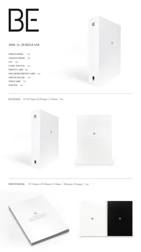 BTS [BE] DELUXE EDITION LIMITED Album. 1p CD+192p Photo Book+32p Making Book+1p Poster+8p Photo Card+1p Polaroid Card+1p Photo Frame+7p Post Card+1p