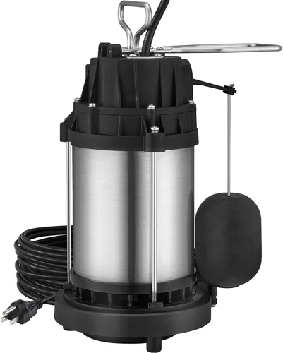 Miniatura 11 de VEVOR Bomba de sumidero sumergible de 1/2 HP, bomba de sumidero con superficie de acero inoxidable, cable de alimentación de 10 pies, descarga NPT