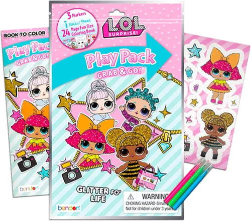 Miniatura 2 de Dolls LOL - Paquete de 12 paquetes de regalos de fiesta de libros para colorear de LOL Grab n Go Play llenos de calcomanías y mini libros