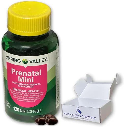 Vitaminas prenatales para mujer, 120 mini cápsulas blandas multivitamínicas/multiminerales (paquete de 1), en caja por Fusion Shop Store