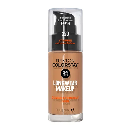 Miniatura 43 de Base líquida de Revlon ColorStay Maquillaje facial para piel mixta y grasa, SPF 15, cobertura media-completa con acabado mate, beige solar (392), 1