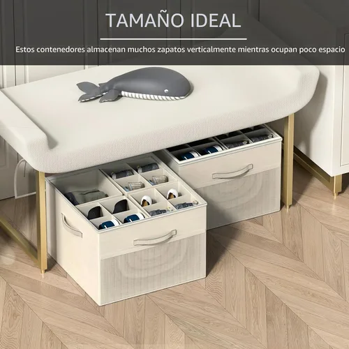 Miniatura 4 de Aokeyee Organizador de zapatos para armario, paquete de 2 cajas organizadoras plegables de zapatos con divisores ajustables y cubierta transparente