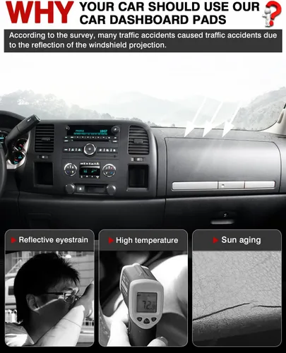 Miniatura 2 de Autorder - Tapete para salpicadero para 2007-2013 Chevy Chevrolet Silverado/GMC Sierra con dos guanteras, accesorios, cubierta de salpicadero
