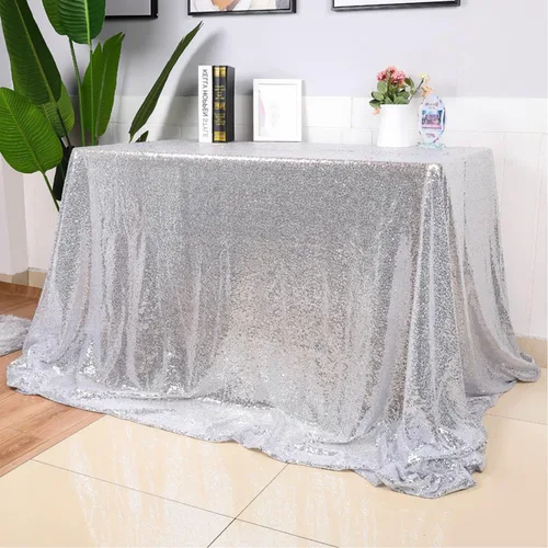 Miniatura 10 de Mantel de lentejuelas de 60 x 102 pulgadas, azul bebé, para boda, fiesta, despedida de soltera, rectangular