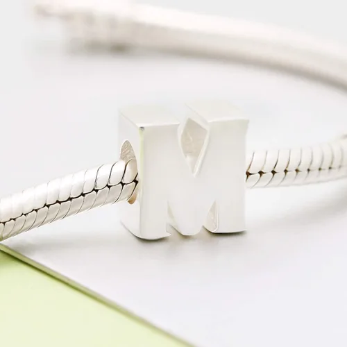 Miniatura 5 de ABUN Abalorio de plata de ley 925 con letra inicial de la A a la Z se adapta a pulseras collar Plata esterlina