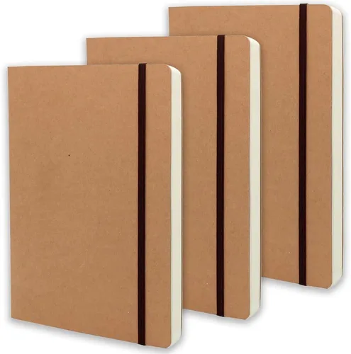 Miniatura 4 de CooLeathor Cuaderno en Blanco A5 - 5.8 x 8.25 Pulgadas, Libro de Bocetos con Tapa Dura de Papel Kraft y Cierre Elástico, 80 Hojas / 160 Páginas
