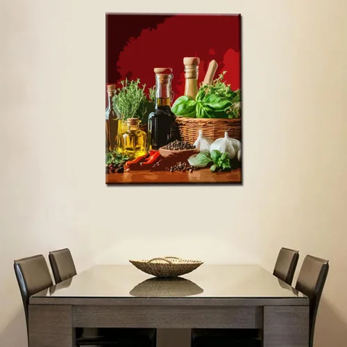 Miniatura 3 de Pintura de especias y hierbas, kit de pintura de cilantro y salvia por números, 16 x 20 pulgadas, lienzo de cocina para bricolaje, aceite vegetal