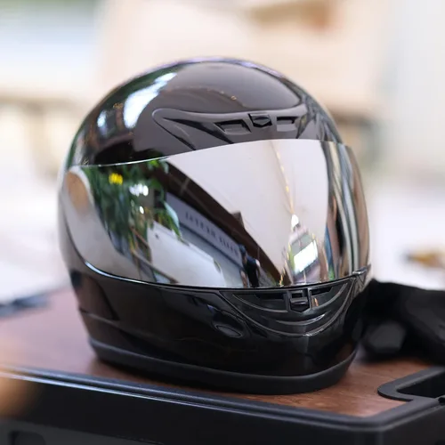 TCT-MT DOT - Casco de cara completa con espejo para protección solar, deportes de calle, motocicleta, casco para adultos, color negro brillante, S,