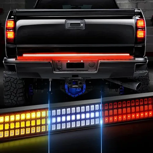 Miniatura 10 de Barra de luz para portón trasero de 48"/49", tira de luz LED de tres filas para portón trasero con luces de freno rojas de circulación, luces