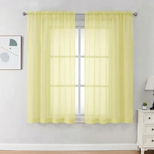 Miniatura 68 de OVZME - Cortinas traslúcidas blancas de 45 pulgadas de largo, 2 paneles, cortinas de gasa con bolsillo para barra para ventanas pequeñas, cada una