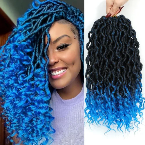 Miniatura 26 de Trenzas postizas Goddess, 6 paquetes de 18 pulgadas, cabello lacio, trenzado con ganchillo, para mujeres negras, trenzas postizas ombre con puntas