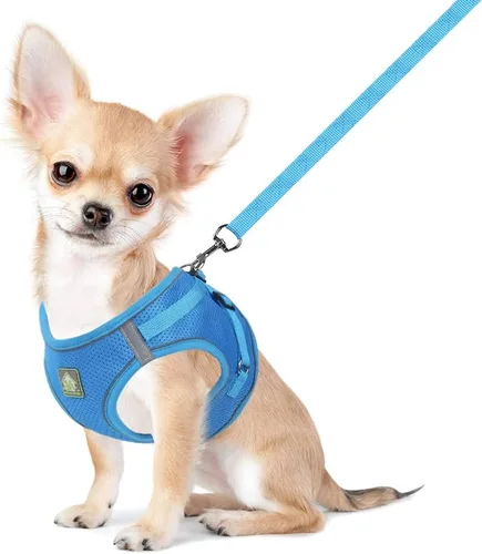 Miniatura 7 de FEimaX Juego de arnés y correa para perro, sin tirones, transpirable, chaleco de arnés de malla suave para cachorro, arnés reflectante ajustable