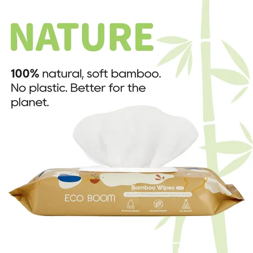 Miniatura 4 de ECO BOOM Toallitas de bambú para bebé, 99% a base de agua y sin perfume, toallitas húmedas hipoalergénicas a base de plantas a granel