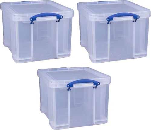 Miniatura 2 de Really Useful Box - Contenedores de almacenamiento de 32 litros con tapa de cierre y asas de cierre de clip para la organización de almacenamiento