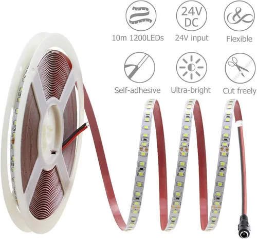 Miniatura 2 de ALITOVE Tiras de Luces LED Blancas Luz de Día 6000K 32.8ft 1200LEDs 2835SMD 24V 120W 21600LM Ultra-brillantes Luces LED Flexibles en Cuerda