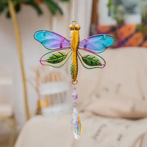 Miniatura 5 de WEISIPU Atrapasoles de cristal para ventanas – Prismas de bola de cristal de libélula, adorno de cristales colgantes para el hogar, jardín, oficina