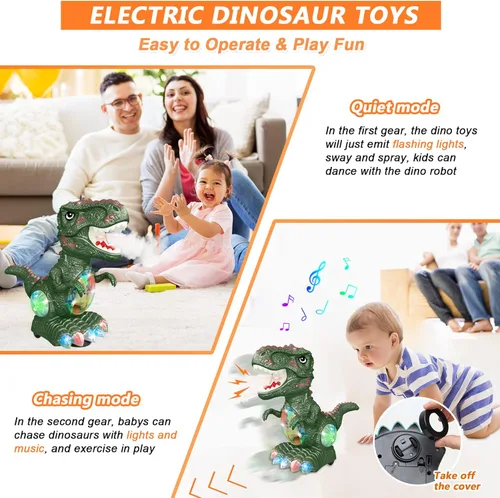 Miniatura 4 de Juguetes de dinosaurio para niños de 3 años, juguete de música de rugido y luces para niños y niñas de 3 a 4 años, juguete de dinosaurio
