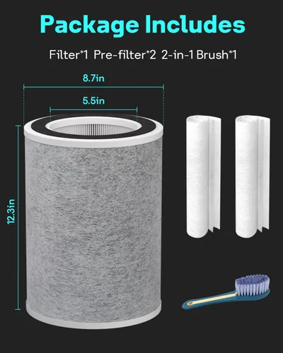 Miniatura 2 de Leemone True HEPA HP201 HP202 Reemplazo de filtro para Shark HP200 Serie & HC501 HC502 UA205 Air Puri-fier MAX, Filtro de Grado H13 3-en-1, Parte #