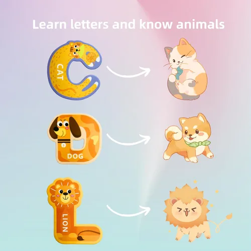 Miniatura 3 de EHR Letras y números magnéticos, coloridos imanes de nevera del alfabeto de animales ABC, juguetes educativos de aprendizaje de ortografía