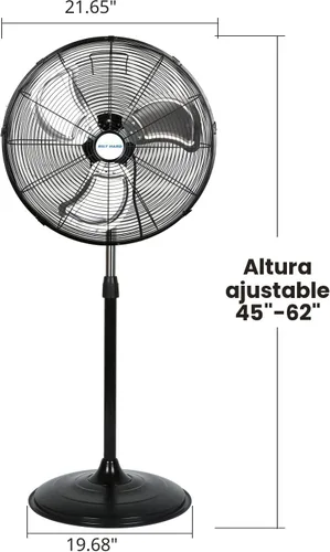 Miniatura 7 de BILT HARD - Ventilador de pie industrial de metal, resistente, de alta velocidad, oscilante, aspas de aluminio, 3 velocidades y certificado UL