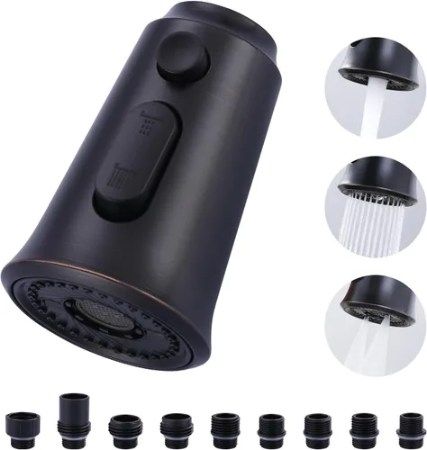 Miniatura 9 de WOWOW Cabezal de repuesto para grifo de cocina, cabezal rociador de grifo extraíble de 3 funciones con 9 adaptadores, boquilla rociadora de cocina