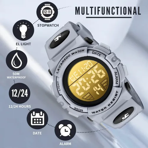 Miniatura 4 de Reloj analógico para niños, reloj para niños de 6 a 15 años, reloj digital para deportes al aire libre, multifuncional con cronógrafo LED 50 M