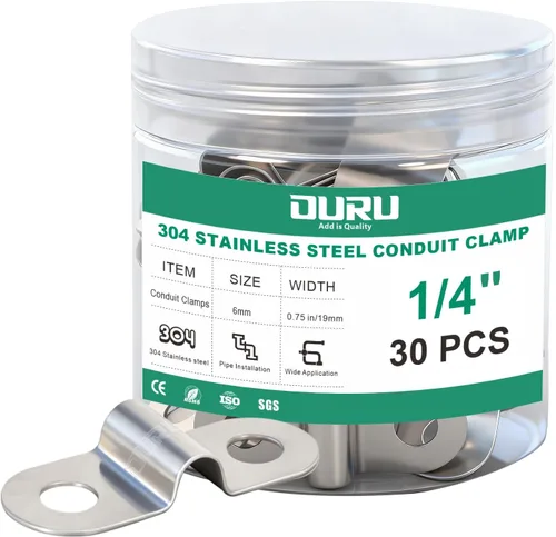 Miniatura 17 de OURU 30 abrazaderas de conducto de 1 pulgada de acero inoxidable 304, abrazadera de tubo de metal rígido en U, correa de tubo de 2 agujeros