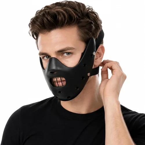 Miniatura 2 de nezababy Hannibal Lecter Máscara Cosplay El Silencio de los Corderos Media Cara Asesino de Resina