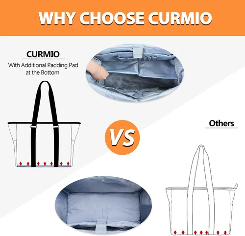 Miniatura 4 de CURMIO Bolsas y bolsas para profesores para mujer, bolsa de trabajo grande con funda para laptop para oficina, color negro