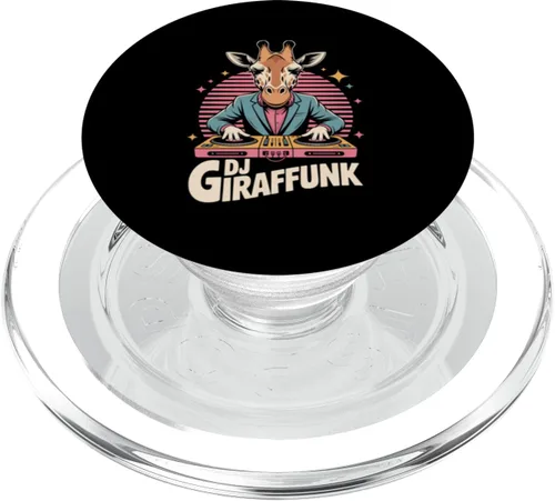 DJ Giraffunk Retro Giraffe DJ Turntable Club Vibes PopSockets PopGrip for MagSafe