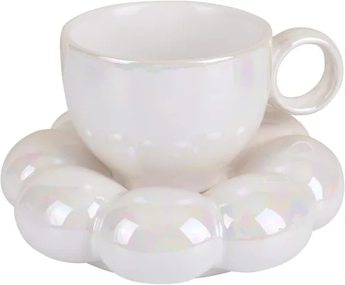 Miniatura 3 de Koythin Taza de Café de Cerámica con Juego de Platillo, Taza Creativa y Bonita con Posavasos de Girasol para Oficina y Hogar, 6.5 oz/200 ml para Té
